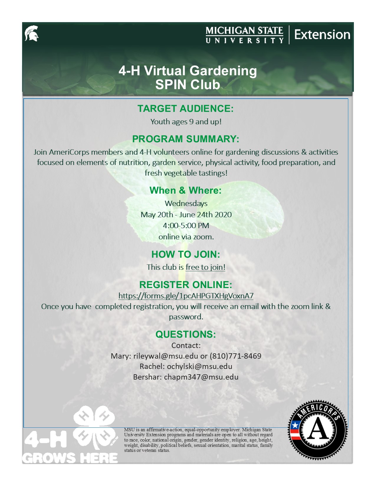 2020_MSUE_4-H_Program_Spring Gardening Club Flier Virtual2